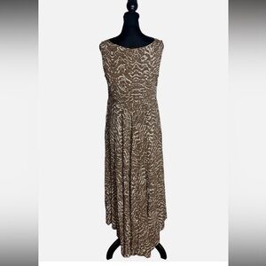 Sundance Women’s Sleeveless Brown Midi Animal Print Dress Vacation Western Sz 8